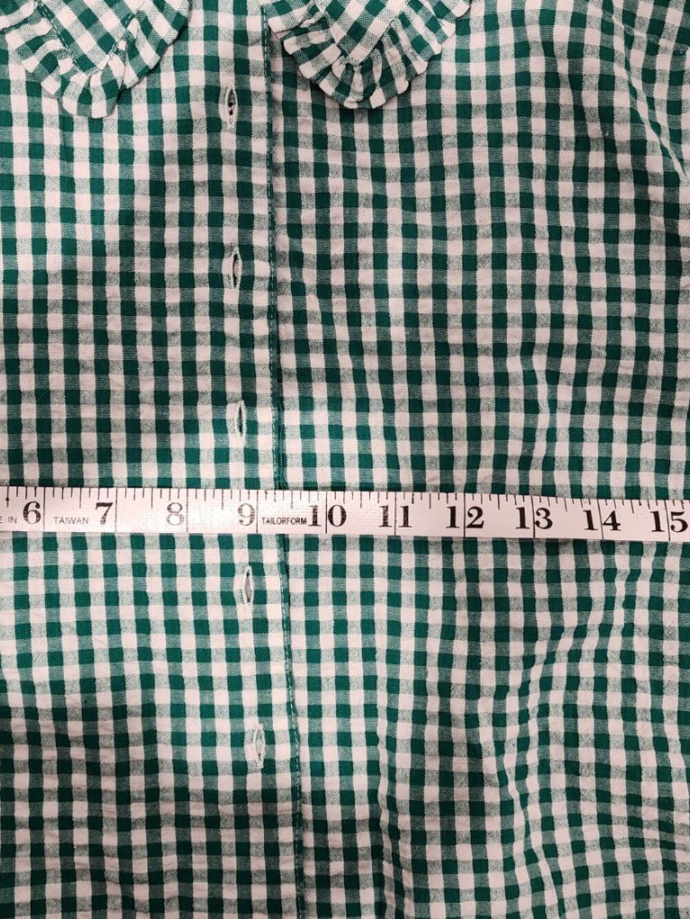UK 10 / US 6 Brora Green Gingham Cotton Blouse Women's Cottagecore Preppy - Picture 5 of 10